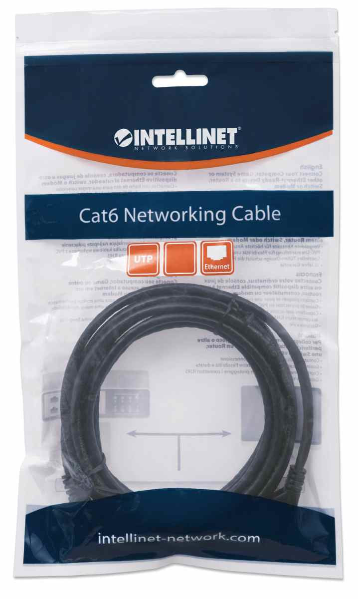 Intellinet Cable de red, Cat6, UTP Cable Negro 2 m Cat6 U/UTP (UTP)