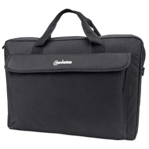 Manhattan Maletín para portátil London 17,3", tipo top loader, negro, ECONÓMICO, bolsillo para accesorios, correa de hombro desmontable, funda para portátil, garantía 3 años Laptop Monocromo 43,9 cm (17.3") Bandolera Negro