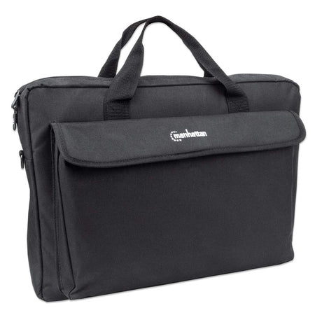 Manhattan Maletín para portátil London 17,3", tipo top loader, negro, ECONÓMICO, bolsillo para accesorios, correa de hombro desmontable, funda para portátil, garantía 3 años Laptop Monocromo 43,9 cm (17.3") Bandolera Negro
