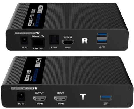 Extensor de Video HDMI sobre IP 4K 30 Hz hasta 70m en 1080p y 40m en 4K con Cat 6/6A/7, Cero Latencia, Soporta KVM, HDR,