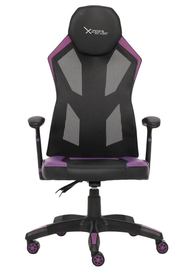 XZEAL XZ30 Silla universal para juegos asiento acolchado Negro, Púrpura, 150 kg, respaldo de malla, Acero