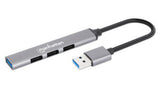 Manhattan Hub USB-A de 4 puertos, 4x USB-A (1x 5 Gbps USB 3.0 + 3x 480 Mbps USB 2.0), Alimentado por USB (no requiere alimentación externa), aluminio hubs de interfaz USB 3.2 Gen 1 (3.1 Gen 1) Type-A USB 2.0 3 1