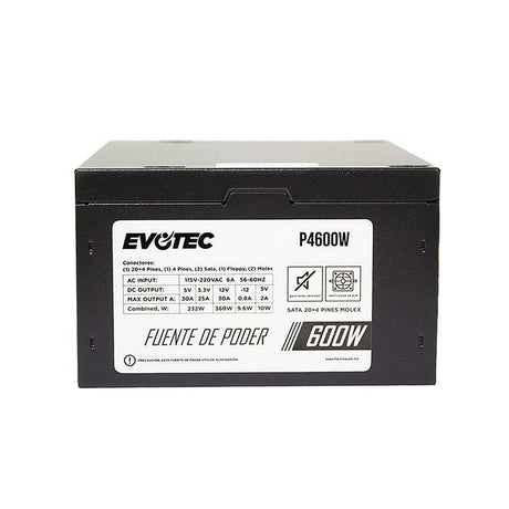 Evotec P4600W unidad de fuente de alimentación 600 W 24-pines ATX ATX Negro, 100 - 240 V, No modular