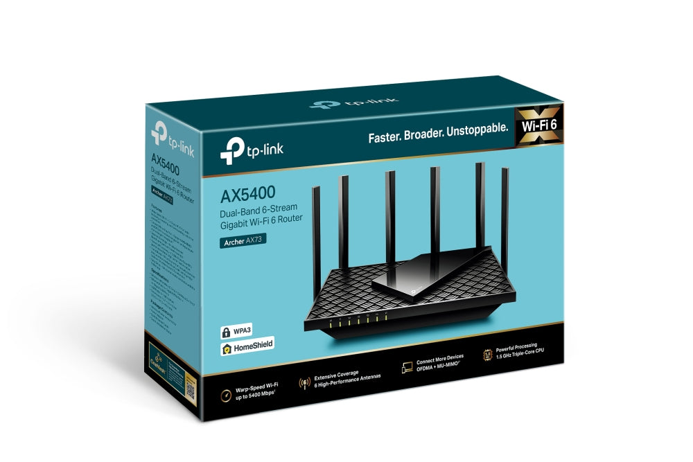 TP-Link Archer AX73 Router Si RJ-45 Doble banda (2,4 GHz / 5 GHz) Wi-Fi 6 (802.11ax)