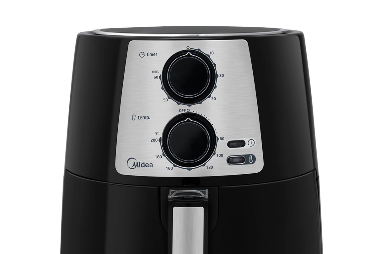 Midea MAF35N2SEB freidora 3.5 L Freidora de aire caliente Negro, Giratorio, Acero inoxidable