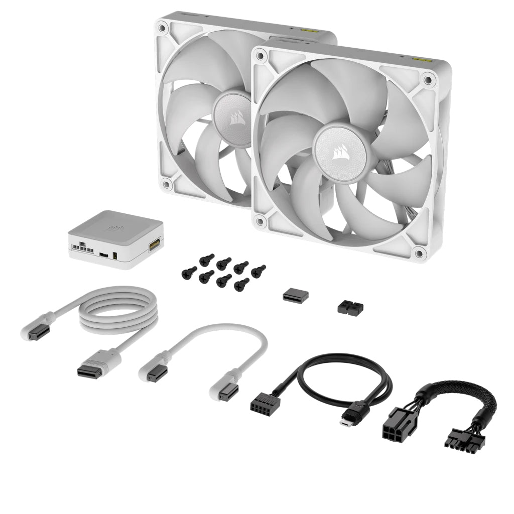 Corsair iCUE LINK RX140 RGB Gabinete de la computadora Ventilador 14 cm Blanco 2 pieza(s), 300 RPM, 1700 RPM