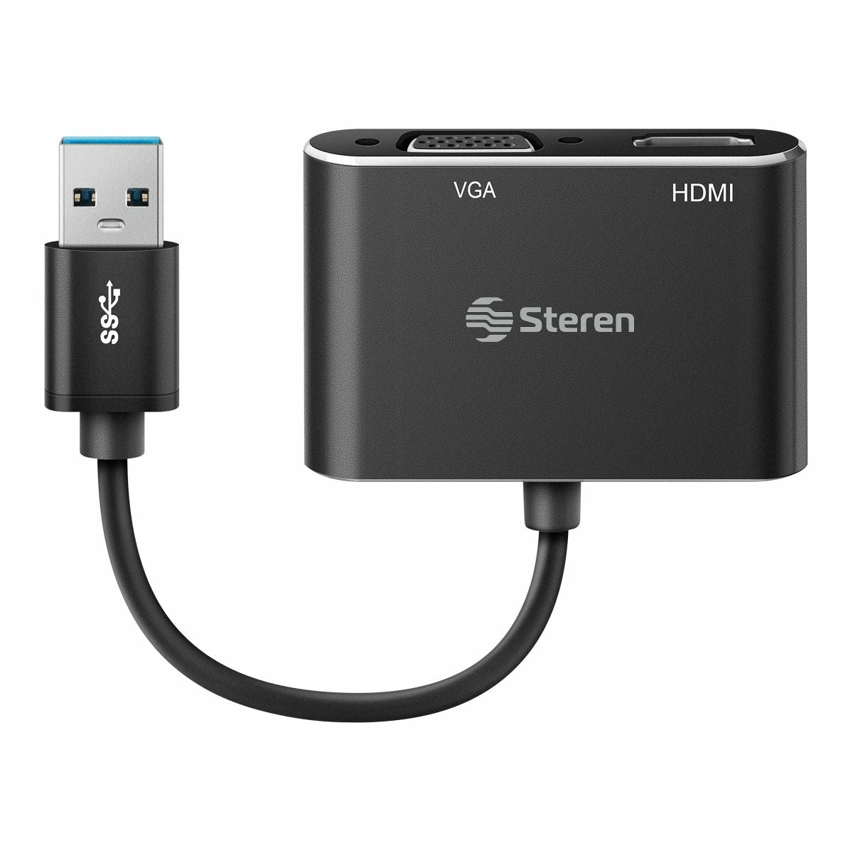 Steren COM-476 adaptador gráfico USB Negro, 3.2 Gen 1 (3.1 Gen 1), USB tipo A, Salida HDMI