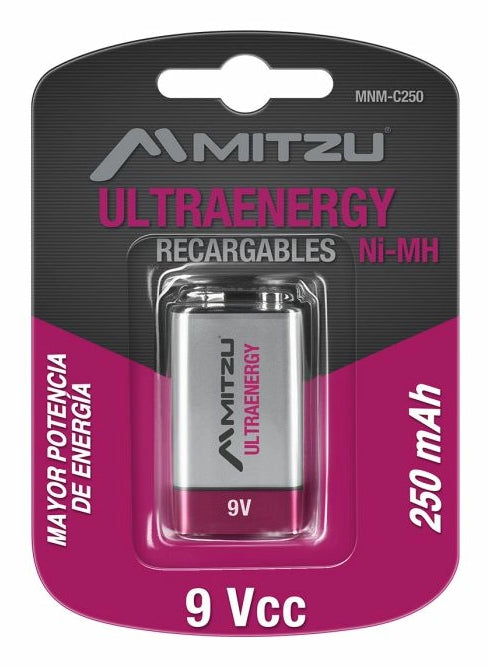 MITZU MNM-C250 pila de uso doméstico Batería recargable 9V Níquel-metal hidruro (NiMH), 1 pieza(s), 250 mAh