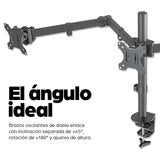 Manhattan Soporte triple de sobremesa para 3 monitores, pantallas 10"–27", montaje traseros con abrazadera, Co