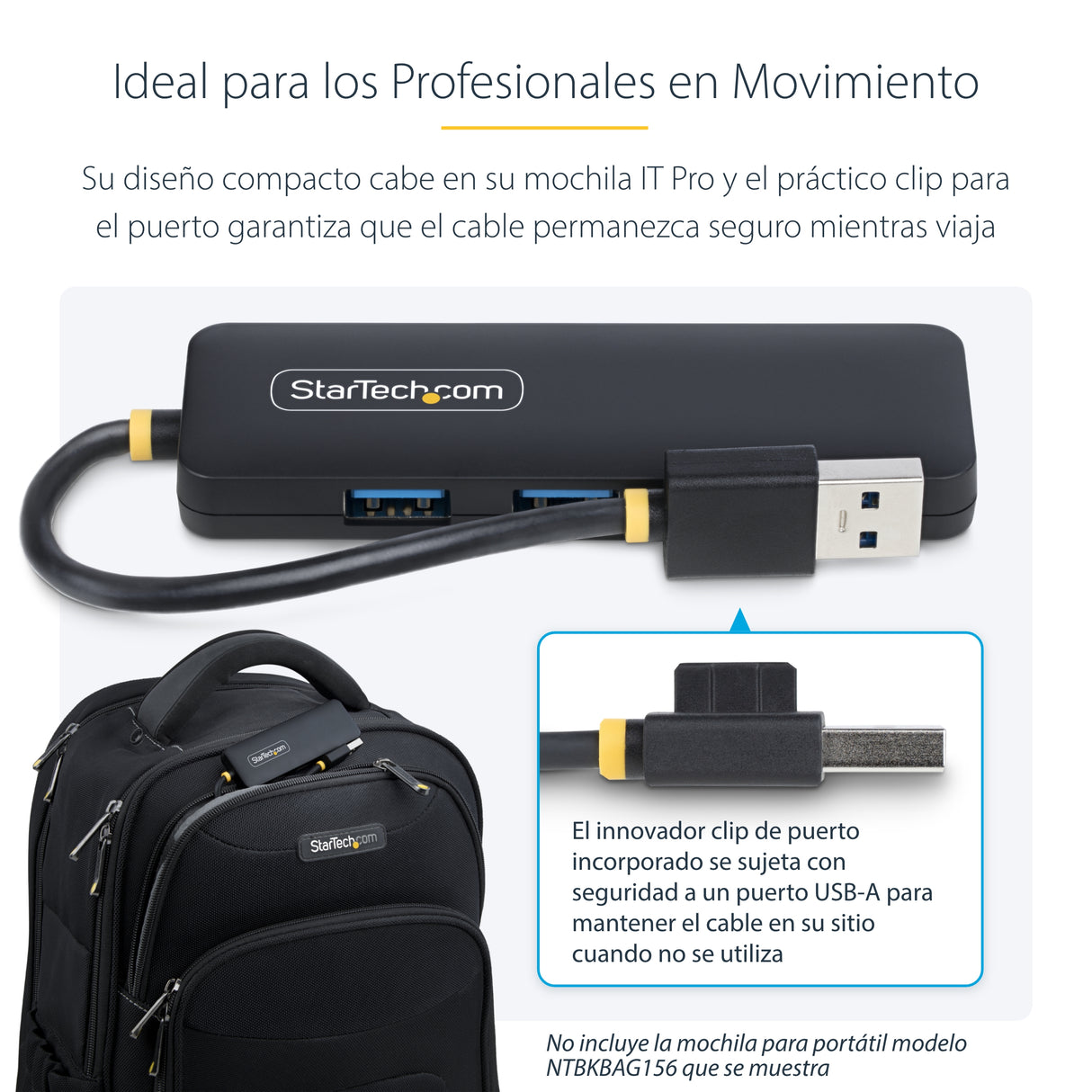 StarTech.com Hub USB-A de 4 Puertos - Ladrón USB de 4 Puertos - Alimentado por el Bus - USB 3.0 de 5Gbps - Hub Portátil