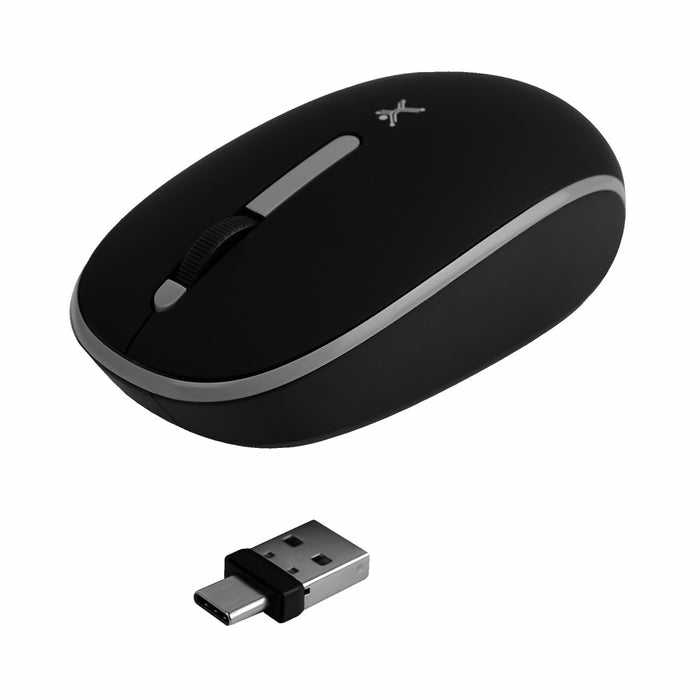 Perfect Choice PC-045175 ratón Ambidiestro RF Wireless + USB Type-C 1000 DPI, Negro
