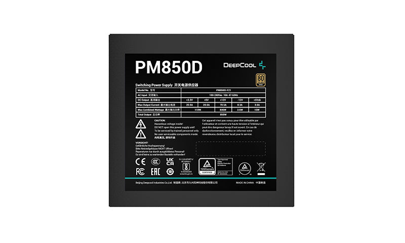 DeepCool PM850D unidades de fuentes de alimentación 850 W 100 - 240 V 47 - 63 Hz 10 A