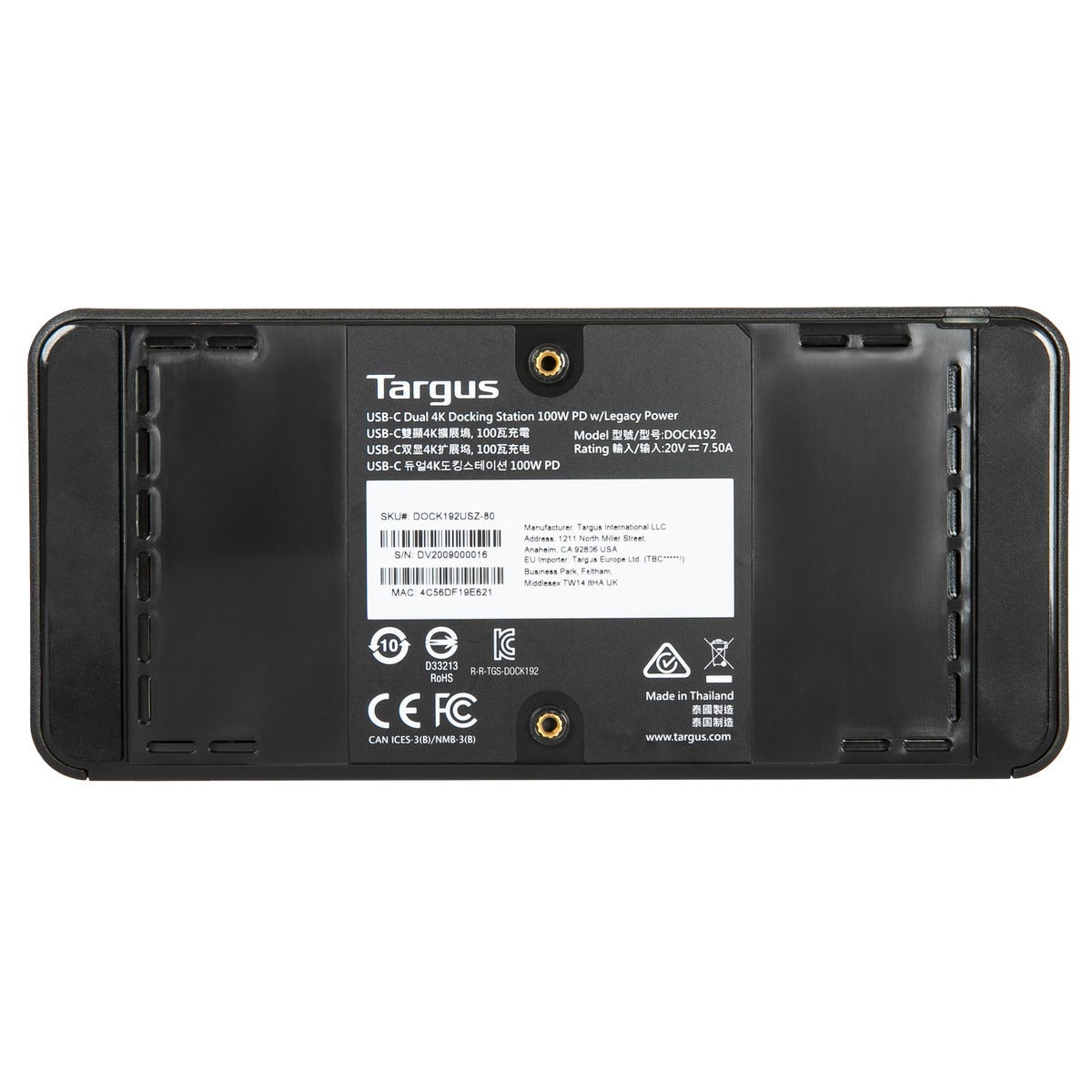 Targus DOCK192USZ Laptop USB 3.2 Gen 2 (3.1 Gen 2) Type-C 4 1 Si