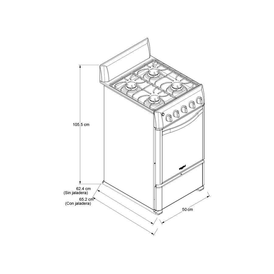 Whirlpool WWR3000S cocina Cocina independiente Gas Encimera de gas Gris
