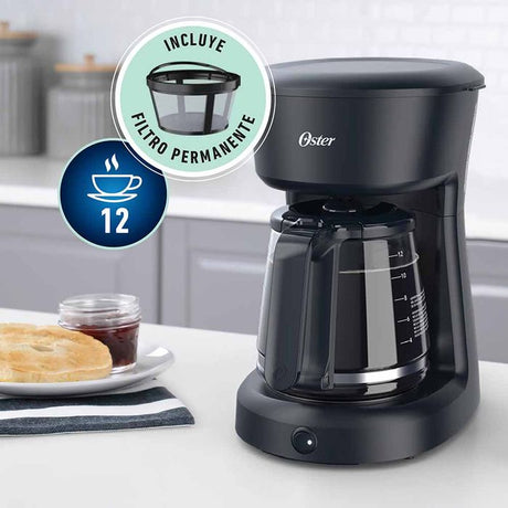 Oster BVSTDCS12B-013 cafetera eléctrica Cafetera por goteo, De café molido, 1000 W, Negro