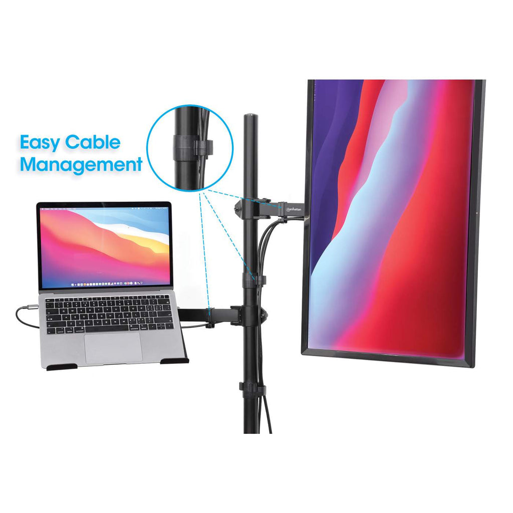 Manhattan Soporte para escritorio combinado con brazo para monitor y soporte para laptop Monitor Negro