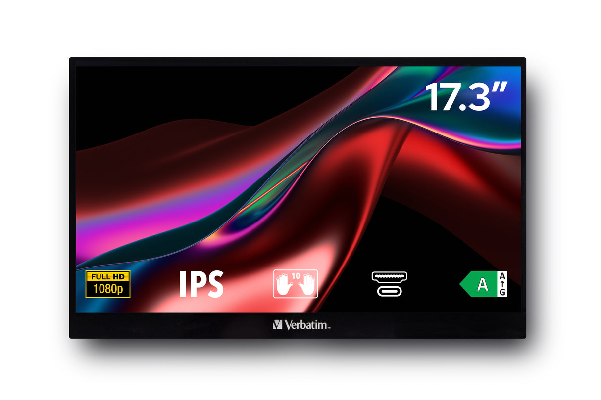 Verbatim 49593 pantalla para PC 43,9 cm (17.3") 1920 x 1080 Pixeles Full HD LCD Pantalla táctil Negro