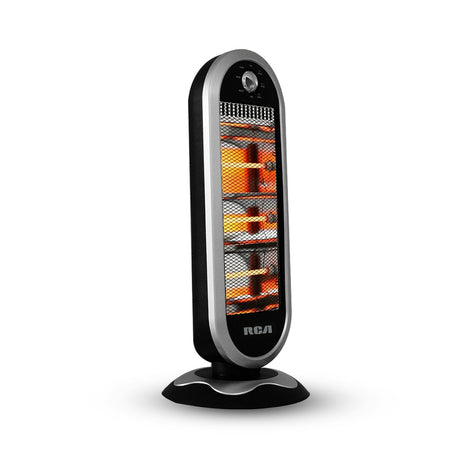 RCA RC-H3 calefactor eléctrico Interior Negro, Plata Calentador eléctrico de halógeno, Cerámico, Piso, Corriente