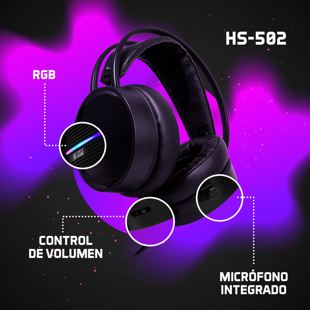Diadema con Sonido 7.1 Surround, Micrófono Retráctil, Control de Volumen - HS-502