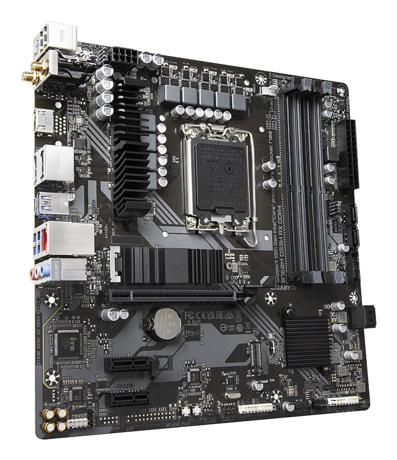 GIGABYTE B760M DS3H AX DDR4 Placa base - Soporta CPUs Intel Core de 14ª generación, VRM digital de 6+2+1 fases, hasta 53
