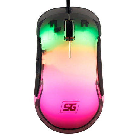 MOUSE VORAGO START THE GAME MO-505 ALAMBRICO RGB NEON HASTA 7,200 DPIS USB TRASPARENTE