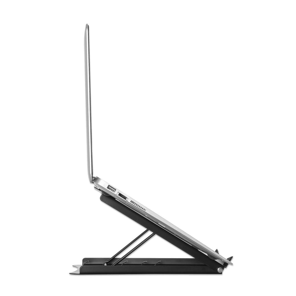 Manhattan Soporte para portátil y tablet ajustable (5 posiciones), apto para tablets y portátiles hasta 15,6", portátil y ligero, acero, negro Laptop Soporte para ordenador portátil Negro Acero 25,4 cm (10")