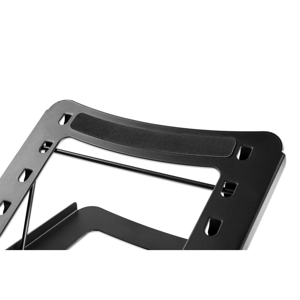 Manhattan Soporte para portátil y tablet ajustable (5 posiciones), apto para tablets y portátiles hasta 15,6", portátil y ligero, acero, negro Laptop Soporte para ordenador portátil Negro Acero 25,4 cm (10")