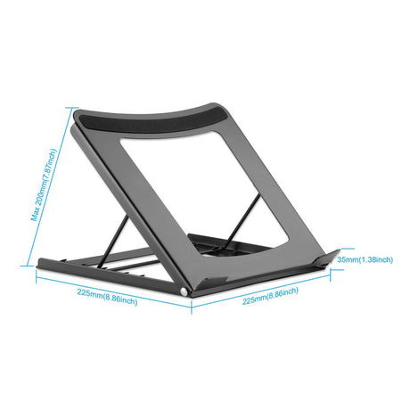 Manhattan Soporte para portátil y tablet ajustable (5 posiciones), apto para tablets y portátiles hasta 15,6", portátil y ligero, acero, negro Laptop Soporte para ordenador portátil Negro Acero 25,4 cm (10")