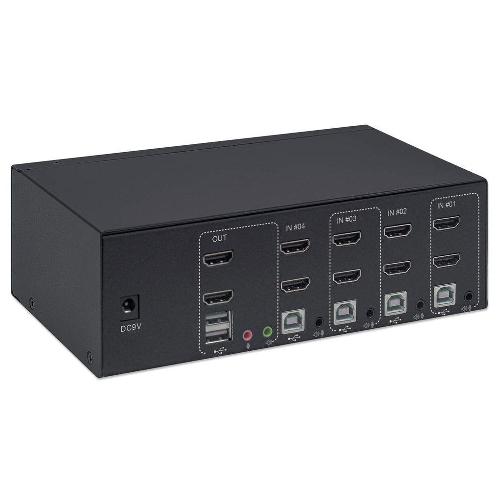 Manhattan Switch KVM HDMI de 4 puertos para dos monitores interruptores kvm 4 USB USB HDMI