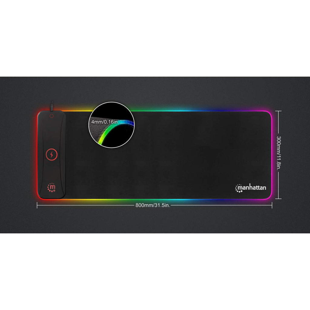 Manhattan Mousepad Gaming tamaño XXL con luz LED y Cargador Inalámbrico Ratón Monocromo Tela Si Si