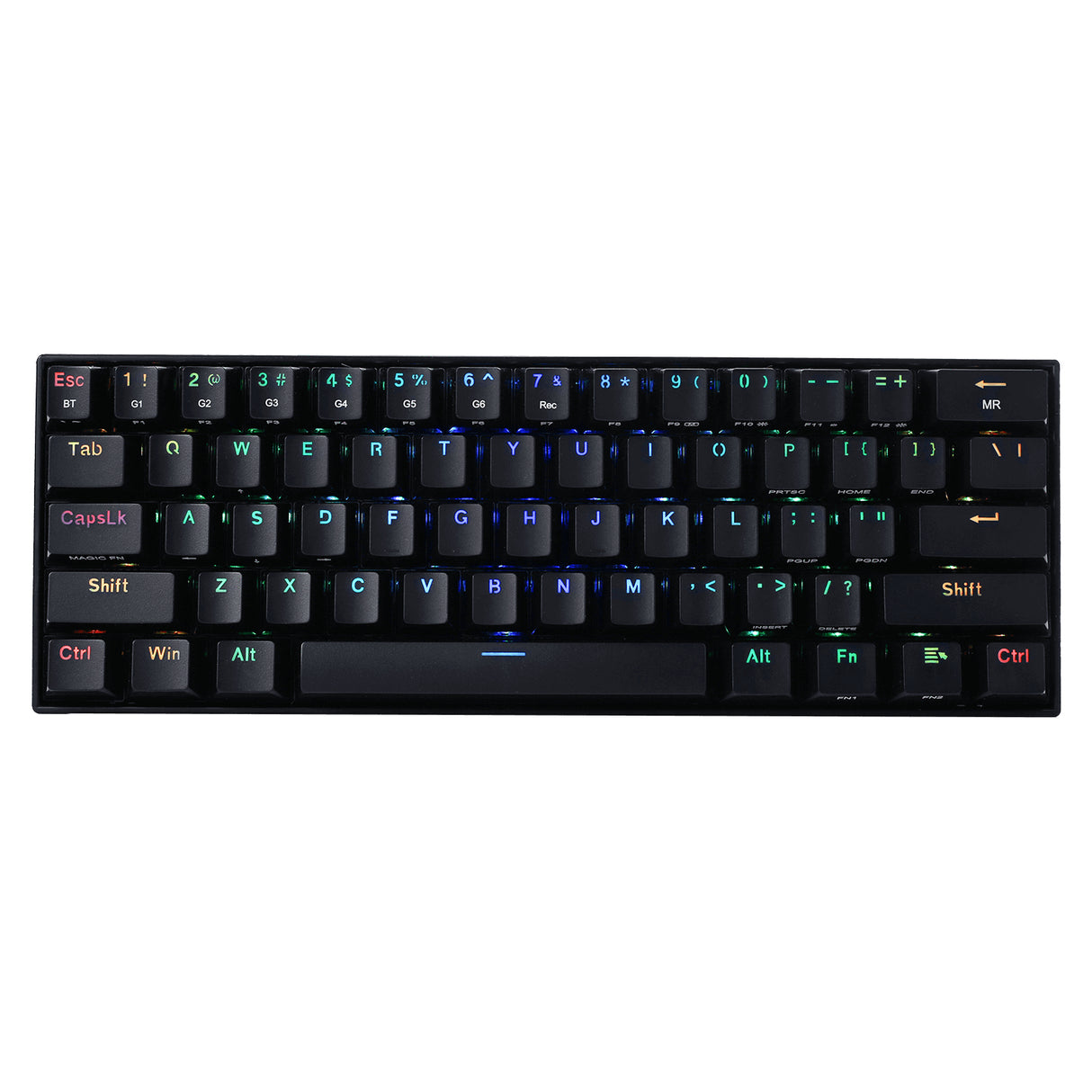 REDRAGON K530-RGB teclado Juego USB + Bluetooth QWERTY Inglés Negro, Inalámbrico y alámbrico, Interruptor mecánico, LED 