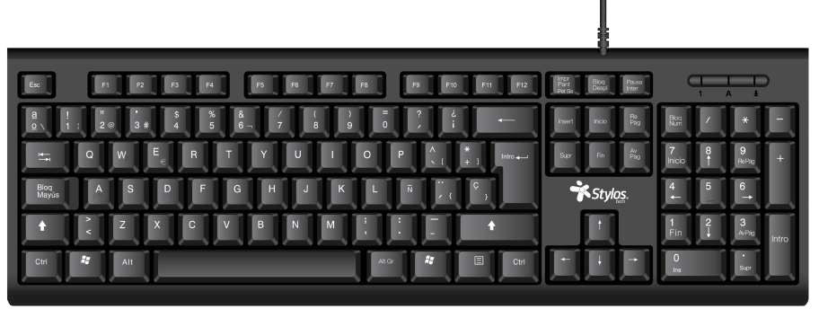 KIT STYLOS MOUSE Y TECLADO ALAMBRICO 105/3 TECLAS ESPAÑOL (STPKTM4B)