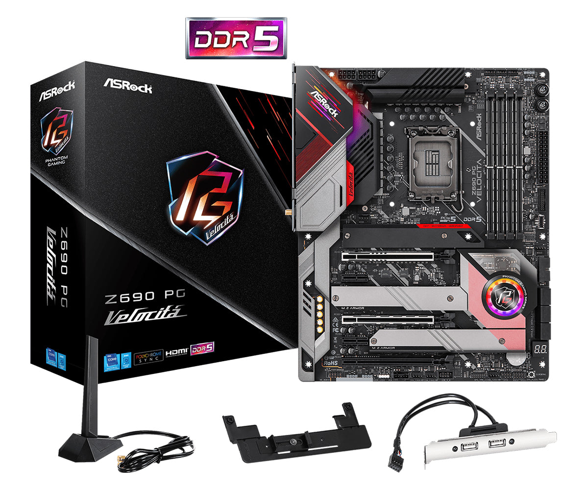 Asrock Z690 PG Velocita Intel Z690 LGA 1700 ATX, DDR5-SDRAM, 128 GB, DIMM