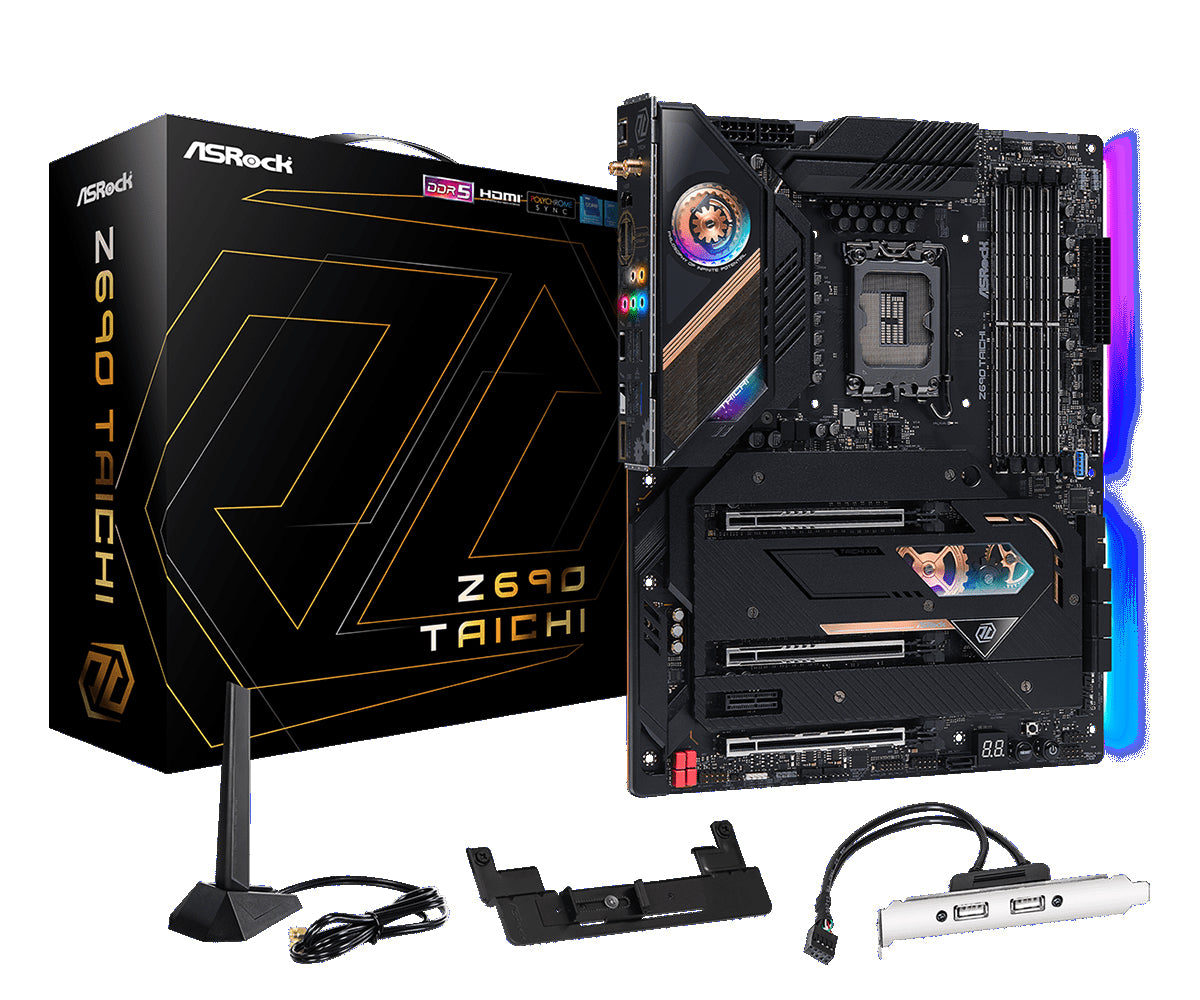 Tarjeta Madre Asrock Intel Z690 Taichi 4xDDR5 192GB 6400Mhz PCIe 5.0 M.2 HDMI DP Socket 1700 12th 13th 14th Gen ATX
