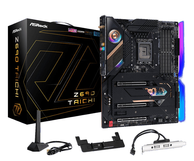 Tarjeta Madre Asrock Intel Z690 Taichi 4xDDR5 192GB 6400Mhz PCIe 5.0 M.2 HDMI DP Socket 1700 12th 13th 14th Gen ATX
