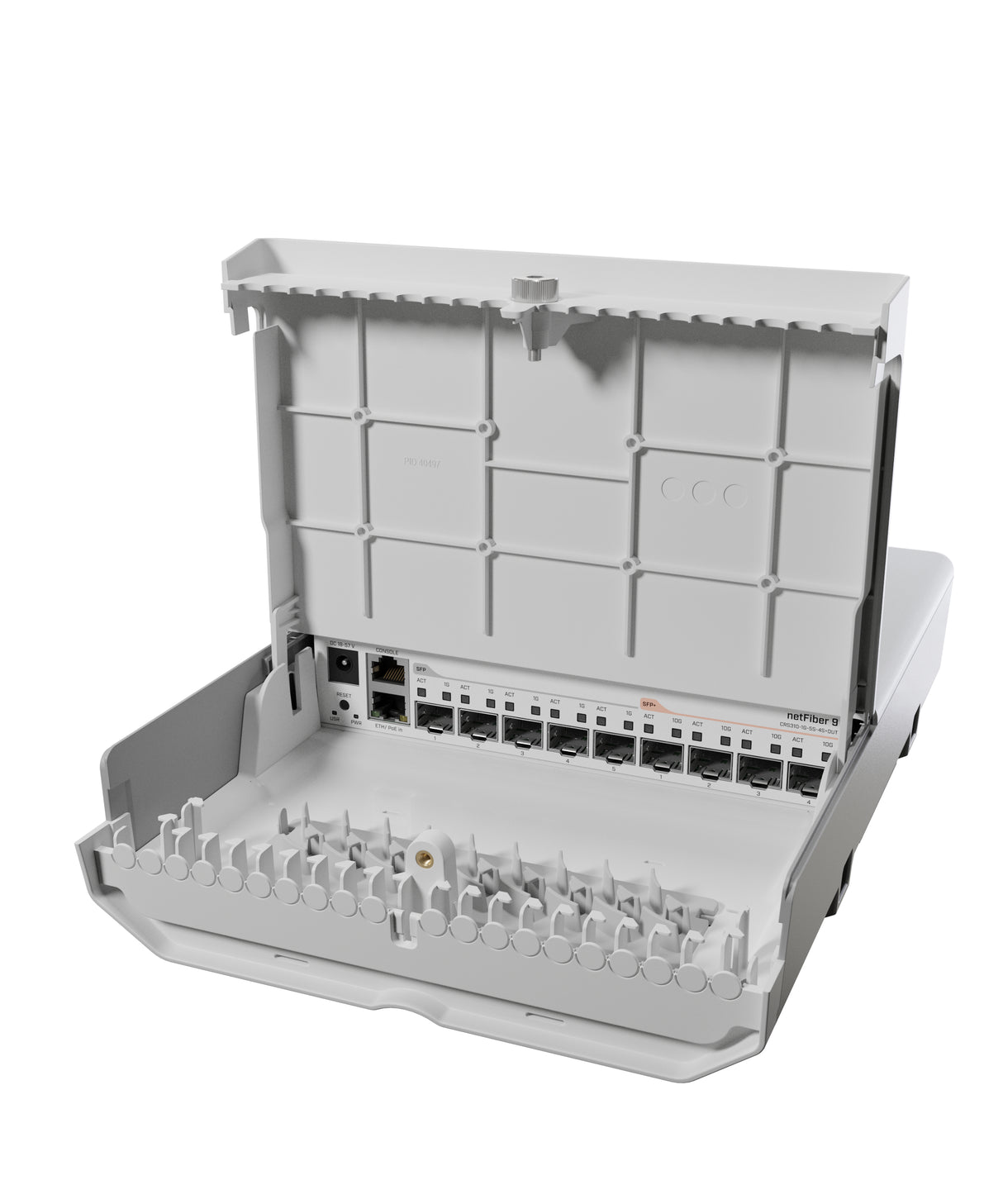 CRS310-1G-5S-4S+OUT, NetFiber 9, Ruteador/Switch exteriores, 1xGigaEth, 5xSFP 1Gbps, 4xSFP+ 10Gbps