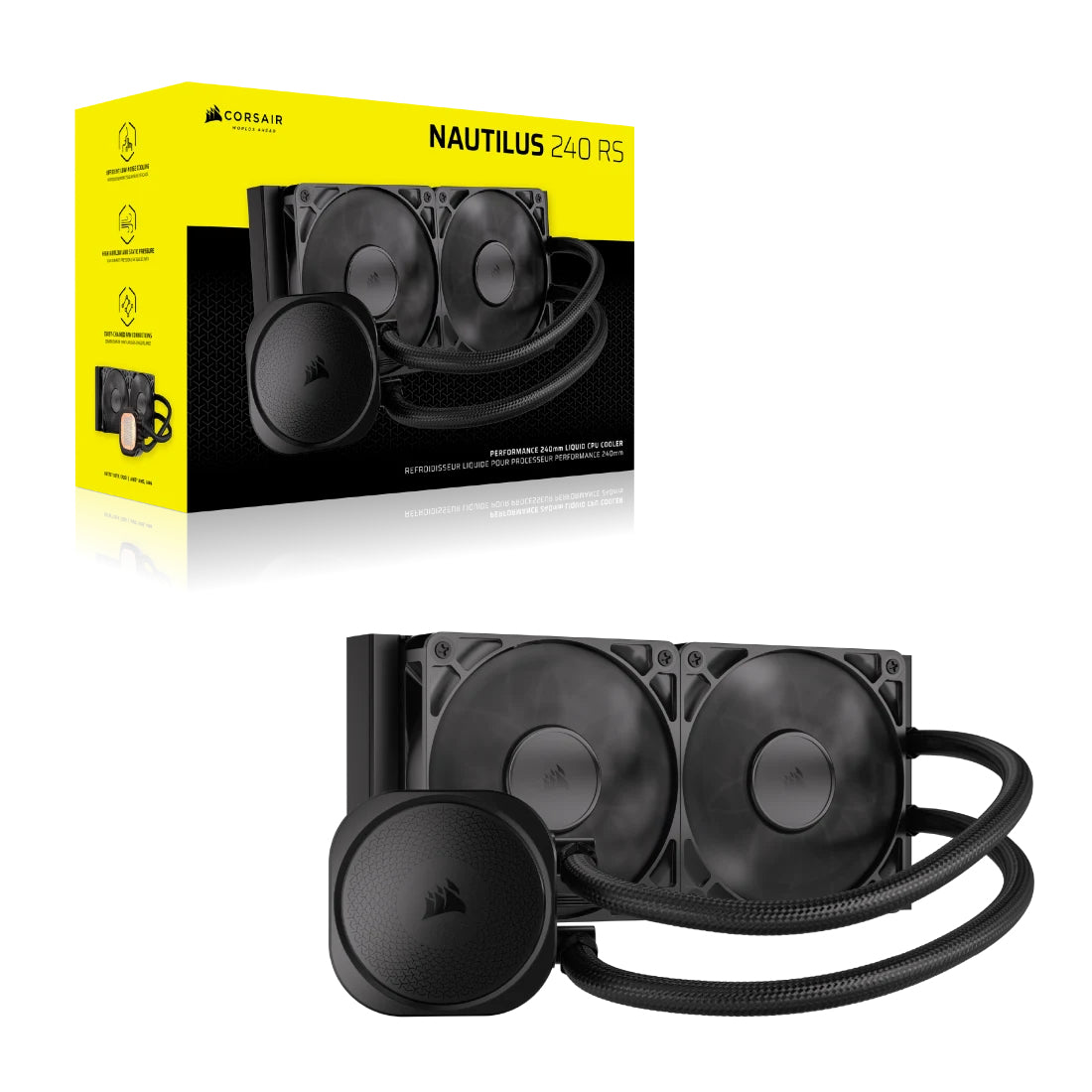 Corsair Nautilus 240 RS Placa base Sistema de refrigeración líquida todo en uno Negro