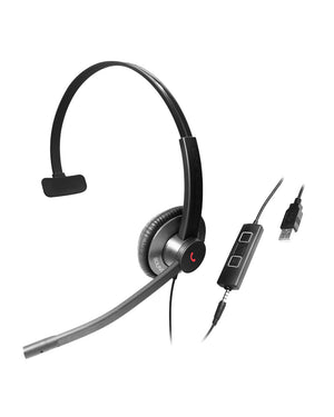 EPIC 501-G, Diadema UC, control llamada, mute y vol, 3.5mm y USB, Gris (Monoaural)