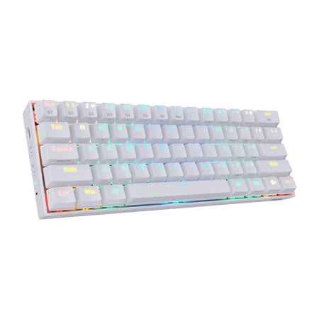 REDRAGON K530W-RGB DRACONIC WHITE, Teclado Mecánico, Inalámbrico y alámbrico, USB + Bluetooth, Interruptor mecánico
