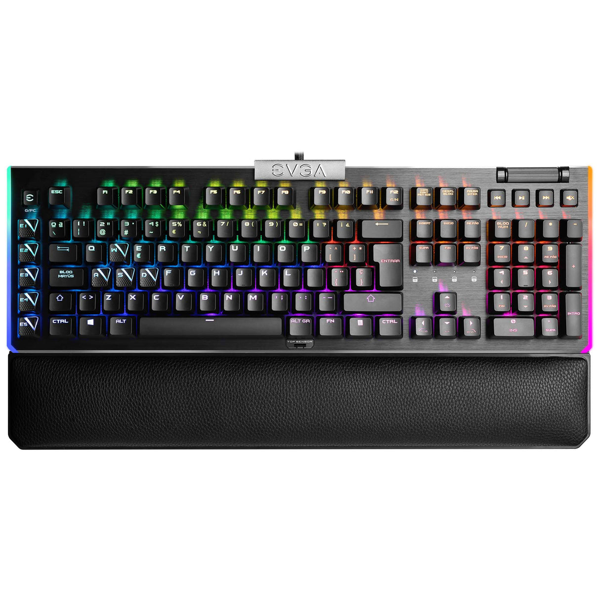 EVGA 812-W1-20SP-K2 teclado Juego USB QWERTY Inglés Negro, Gris, Alámbrico, Interruptor de llave optomecánica, LED RGB