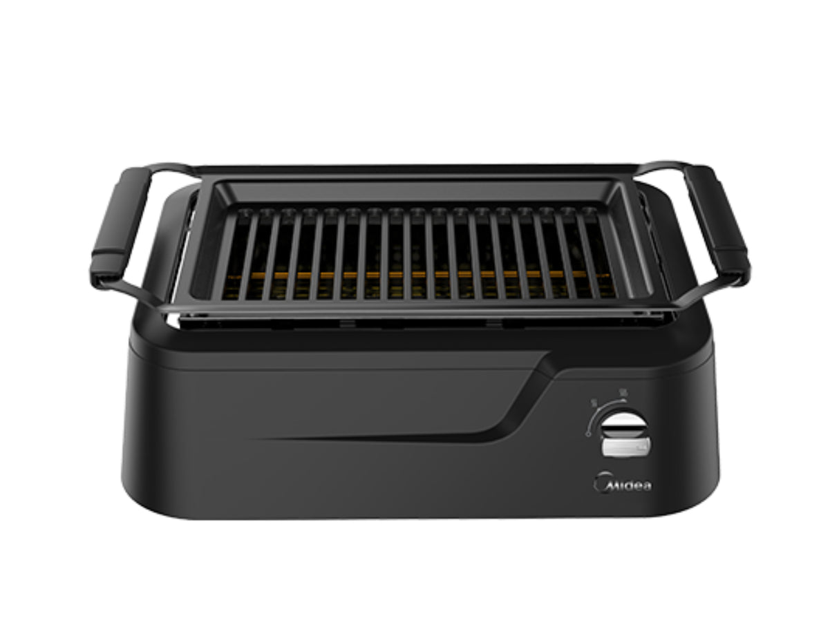 Midea MSG15IR2EB parrilla eléctrica de contacto, Negro, Rectangular, Giratorio