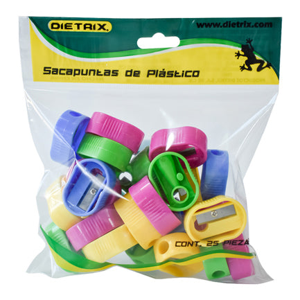 Sacapuntas plastico Dietrix ovalado un orificio colores surtidos bolsa c/25