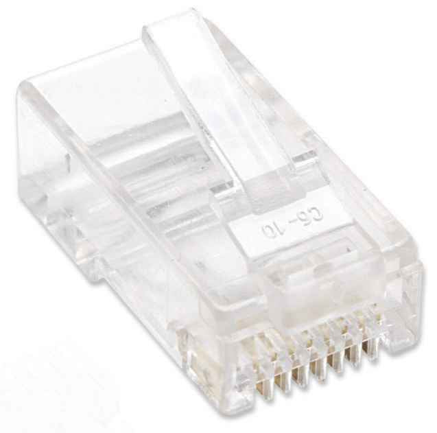 Intellinet PLUG RJ45 CAT5E MULTIFILAR UTP BOTE 100 PZAS ORO 15-MICRAS conectores RJ-45 Transparente Policarbonato Cat5e