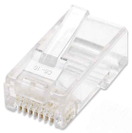 Intellinet PLUG RJ45 CAT5E MULTIFILAR UTP BOTE 100 PZAS ORO 15-MICRAS conectores RJ-45 Transparente Policarbonato Cat5e