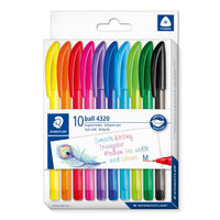 Staedtler Ball 4320 Multicolor Bolígrafo retráctil con clip Medio 10 pieza(s), Broche, Rellenable