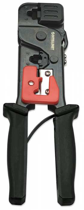 Intellinet Herramienta de Crimpeo para Plug Modular crimpadoras 440 g Herramienta para prensar RJ-11, RJ-12, RJ-45 Negro, Rojo