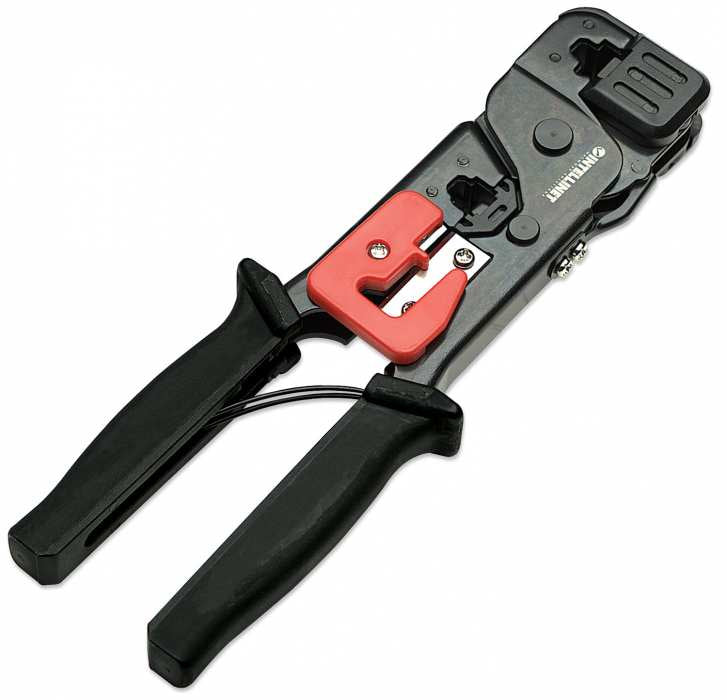 Intellinet Herramienta de Crimpeo para Plug Modular crimpadoras 440 g Herramienta para prensar RJ-11, RJ-12, RJ-45 Negro, Rojo
