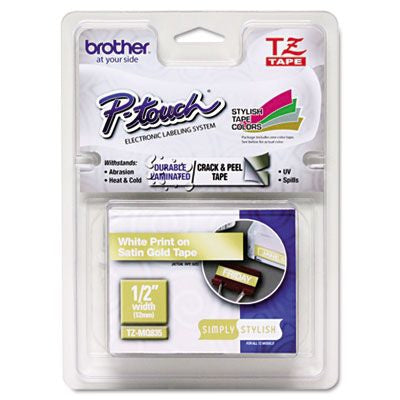 Brother TZEMQ835 cinta para impresora de etiquetas TZ, Oro, Transferencia térmica, Papel