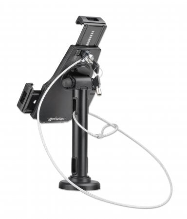 Manhattan Soporte de sobremesa para iPad y tablet, bloqueable, montable en pared, antirrobo, para tablets de 7,9" a 10,5", rotación 360°, inclinación ±70°, giro 330°, negro soportes Soporte pasivo Tablet/UMPC Escritorio Plástico, Acero