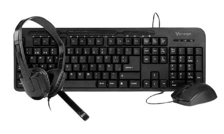COMBO VORAGO TECLADO, MOUSE KM-107 + DIADEMA C/MICRÓFONO HS-400 ALAMBRICOS BROWN BOX